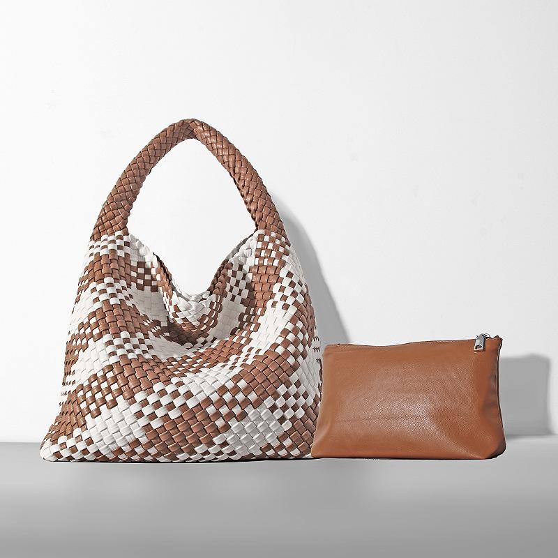 Новая женская сумка, модная плетеная сумка-ведро для женщин, ручная сумка через плечо коричневый