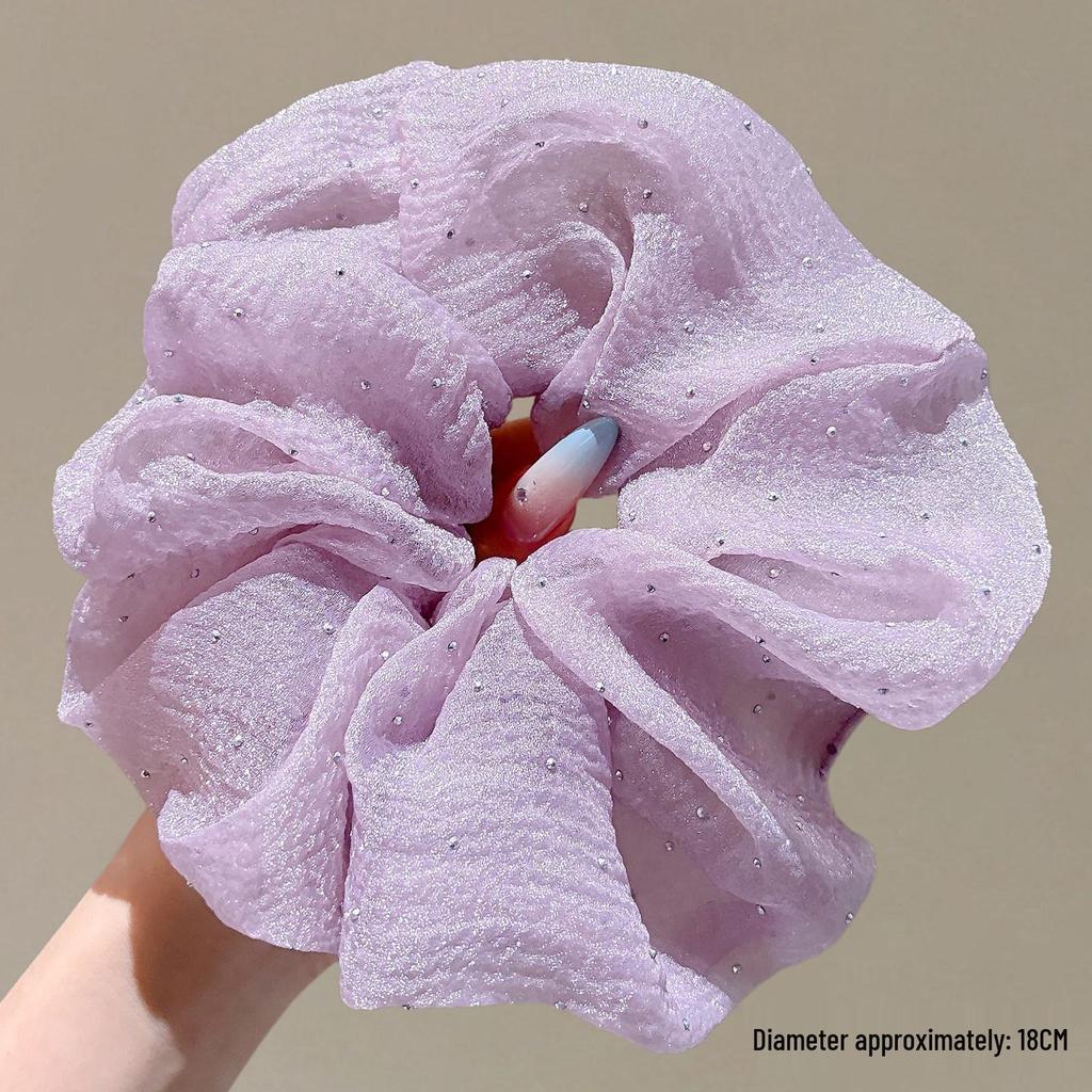 Premium Pink Mesh Scrunchies for Women - Stylish Hair Ties & Ponytail Accessories