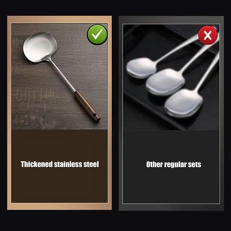 Walnut Handle Stainless Steel Spatula Chinese Cooking Shovel Chef's Mushroom Head Turners for Flipping Pancakes/Omelets