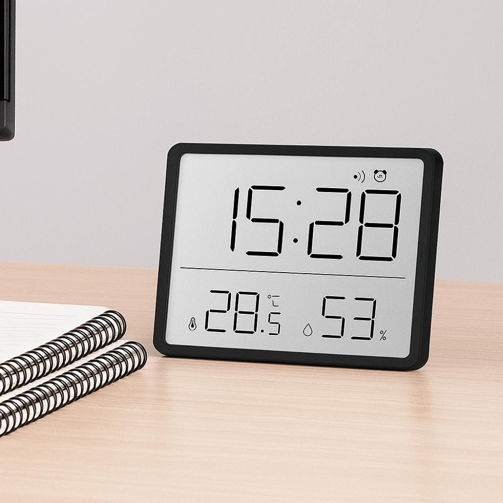 Magnetic Digital Alarm Clock Display Screen Battery Powered Temperature Hygrometer Ultra Thin Rectangular Table Clock