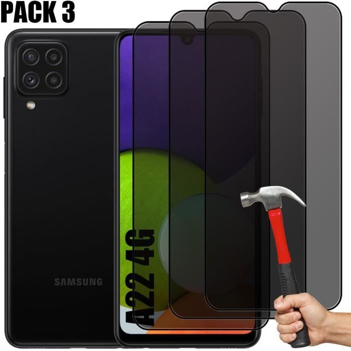 Protection d'écran en verre trempé anti-espion pour Samsung Galaxy A22 - BOOLING - Pack de 3