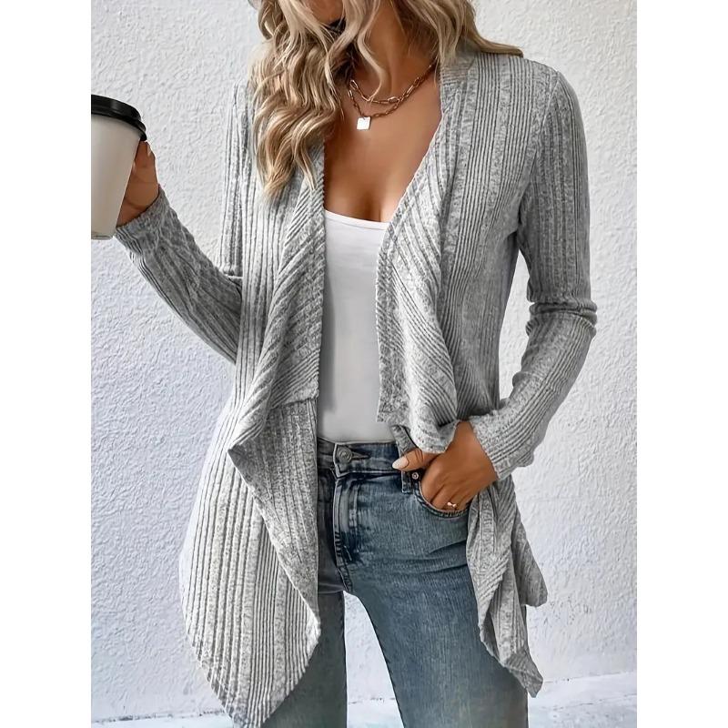 Autumn and Winter Knitted Cardigans Long Sleeved Long Sweater Women Casual Simple Office Solid Color Jackets Female Women's Clothing