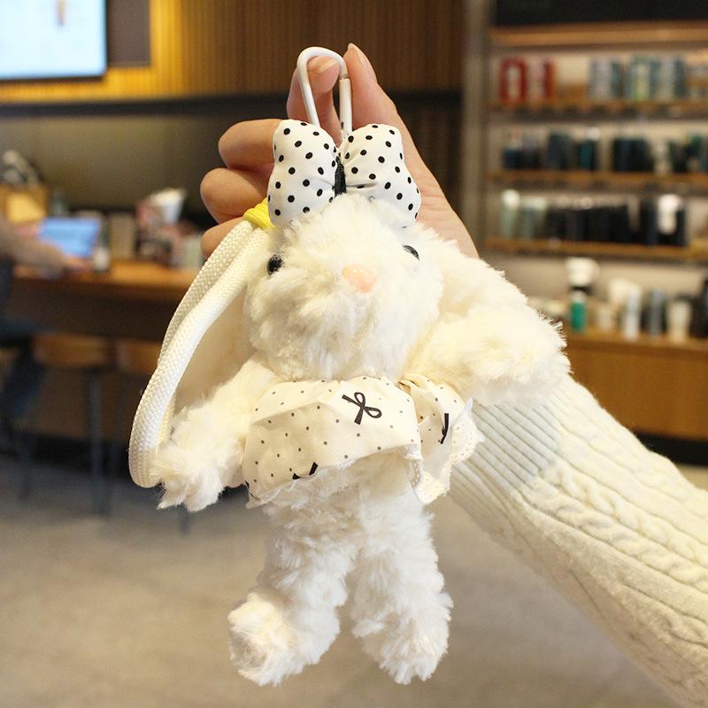 Lolita-Style Cute Rabbit Plush Pendant Keychain Charm