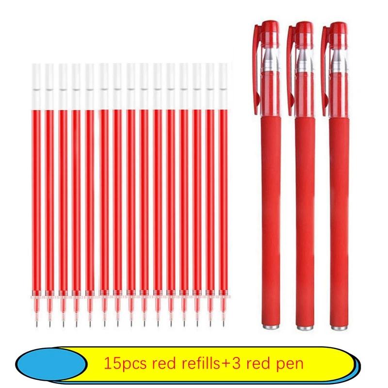 6-25Pc 05mm Gel Pen Kit Neutral Pen Black/Blue/Red Color Replacable Refill Smooth Writing School Stationery Supplies