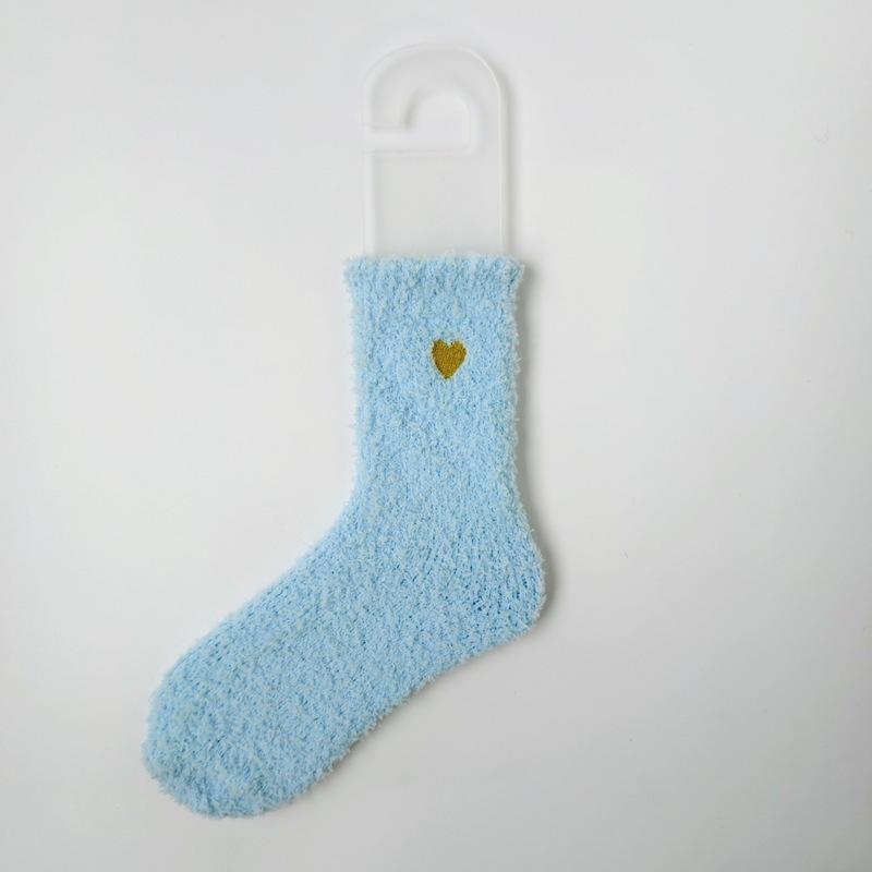 Autumn and Winter Thickened Coral Fleece Socks Women's Middle Tube Gold Love Warm Versatile Fleece Socks Home Sleep Floor Socks