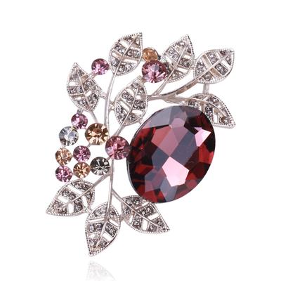 Brooch Retro Style Simple Shiny Imitation Crystal Badge Alloy Pin Accessories Temperament Coat Corsage