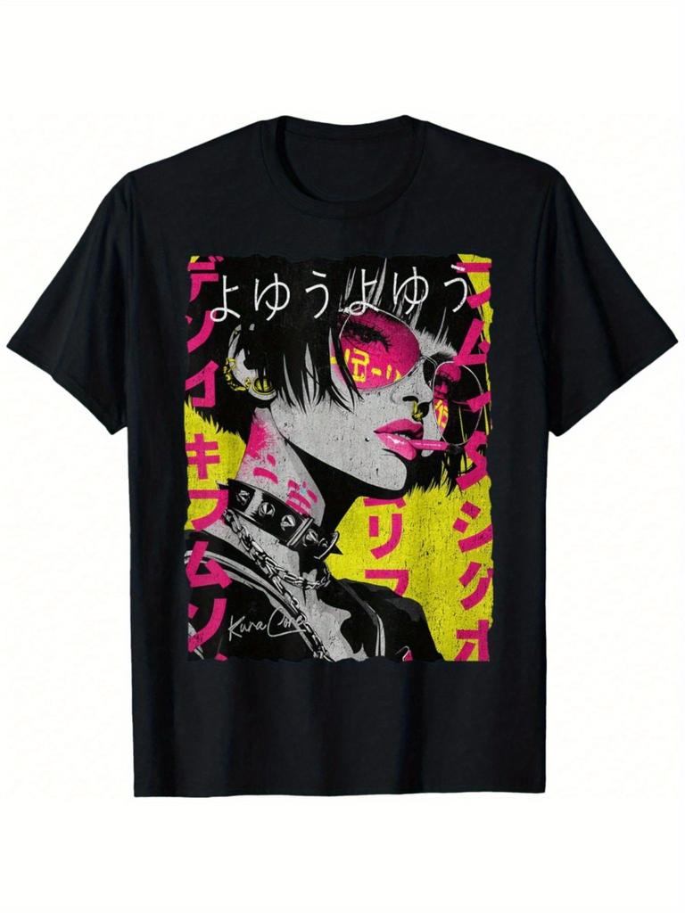 Harajuku Streetwear Cyberpunk Graphic Printing Summer Autumn Winter Cotton Men and Women T-shirt Short Sleeve Luxury Outdoor Top