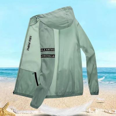 Giacca protettiva solare da uomo con cappuccio, manica lunga, cerniera, patta parasole, protezione a 360 gradi, cappotto sottile in seta ghiacciata, vestibilità ampia