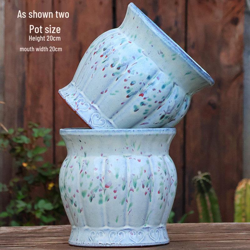 Handmade Embossed Rose Ceramic Pot for Succulents - Tall, Breathable Coarse Pottery Planter