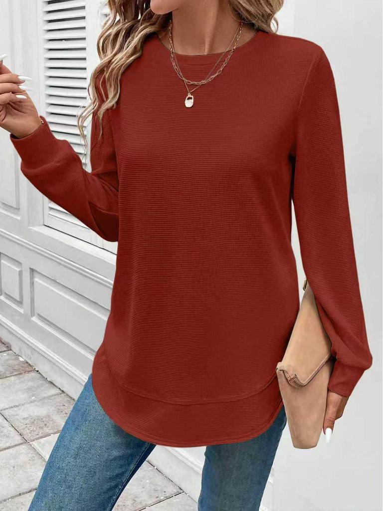 2025 Trendy Loose-Fit Women's Solid Color Round Neck Long Sleeve Hoodie for Autumn and Winter