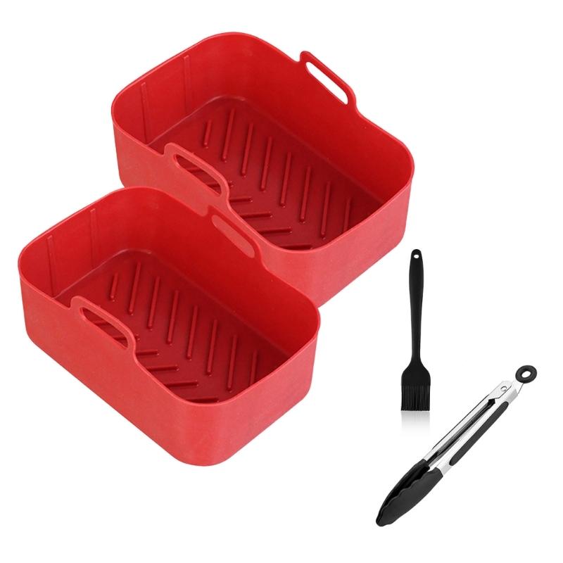 Replacement Baking Tray Air Fryer Silicone Liners Square Food Safe Non Stick Air Fryer Oven Basket Reusable Baking Tray