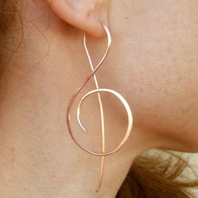 Trendy Music Symbol Earrings For Women Simple Treble Clef Note Earring Fashion Personality Temperament Female Jewelry 1Pair