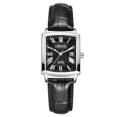 Watch with Genuine Leather Analog Antique Roman Stylish Square Quartz Fashion Accessory Perfect Gift for or Your Boyfriend Women's Strap, Calendar,