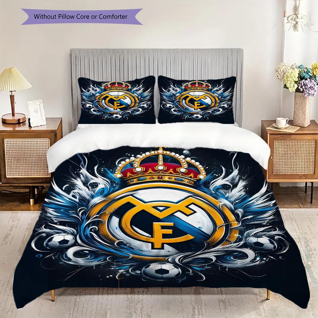 

Набір постільної білизни з візерунком Real Madrid CF Ковдра Постільна наволочка Домашній декор Подарунок на день народження (1 * підковдра + 2 * наволочка, без наповнювача) 155x200cm