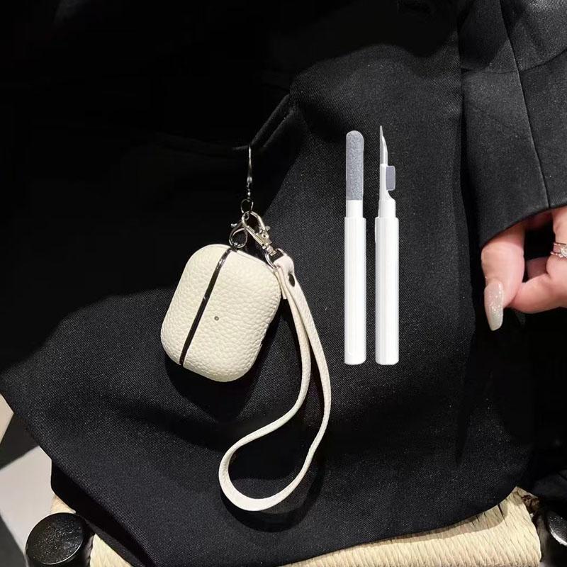 Solid Color Lychee Patterned Drop Proof Hand Drawer Headphone Cover For 1/2 Pro Pro2 3 4 Leather Headphone Cover Protective Case