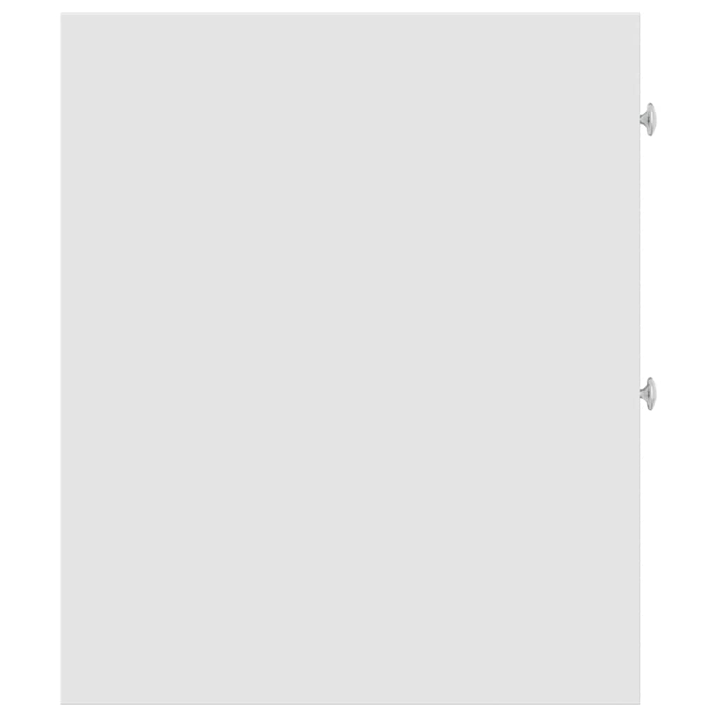 Narrow Wheeled Bathroom Cabinet, Bathroom Corner Storage Cabinet, White Engineered Wood