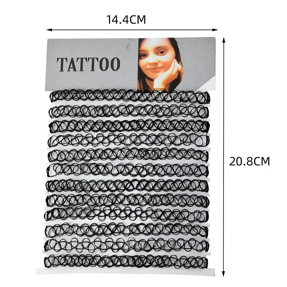12Pcs Colorful Neck Tattoo Choker Elastic Women Necklace Punk Tattoo Choker Stretch Necklace Jewelry Girls Chokers Necklaces