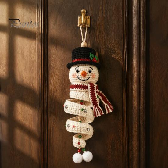 Kit Fai da Te Gancio per Porta Pupazzo di Neve all'Uncinetto Fatto a Mano, Set Decorativo Stagionale Invernale per Decorazione Parete di Natale, Finestra, Festa di Capodanno