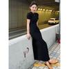 Temperament Light Mature Short-sleeved Thin Dress Skirt Summer New Slim-fitting Split-ended Tight Long Dress Pure Desire Style