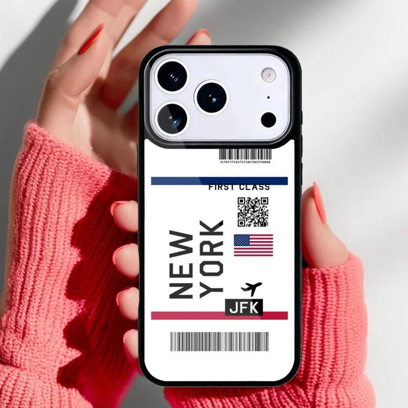 

BOARDING PASS Phone Case for iPhone 17 16 15 14 13 Pro Max Back Cover for 12 11 Pro Coque iPhone 16
