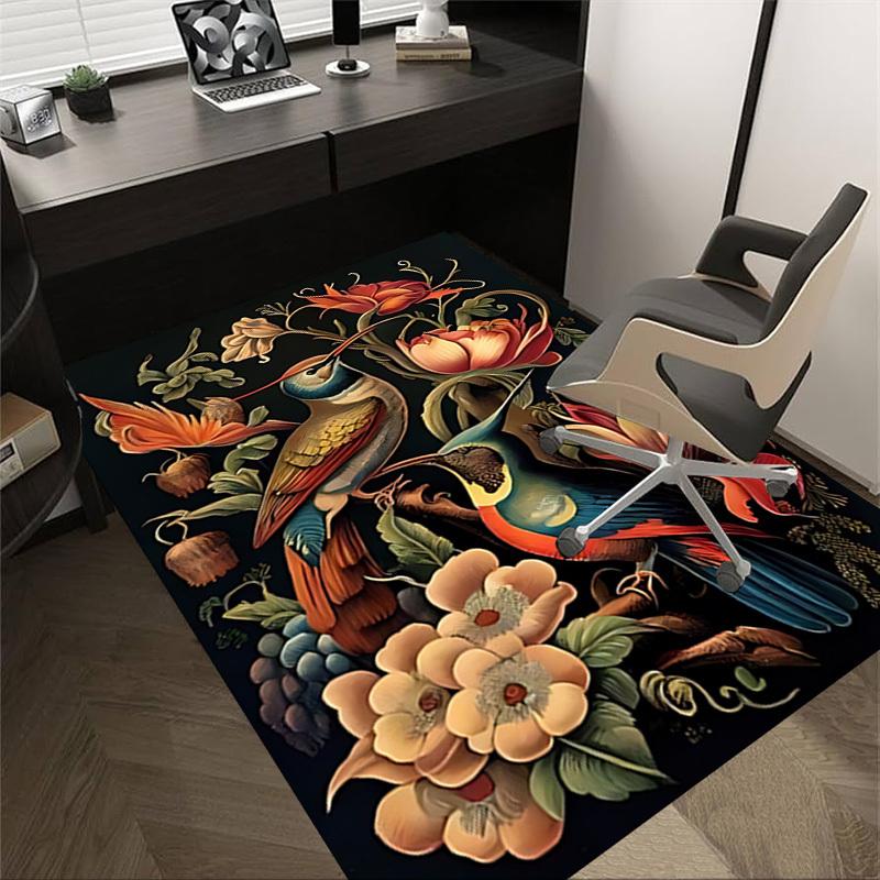 1pc bird flowers Carpet Anti Slip Polyester Floor Mat for office.Bedroom