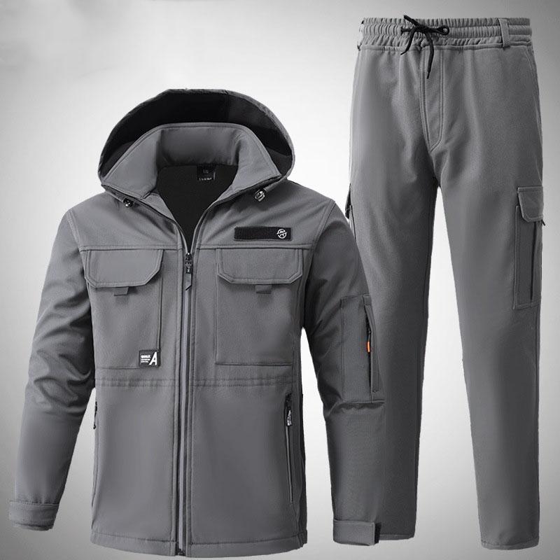 Warm Tracksuit Men Outdoor Sport Suits Winter Two Piece Set Men's Padded Thickened Windproof Waterproof Riding