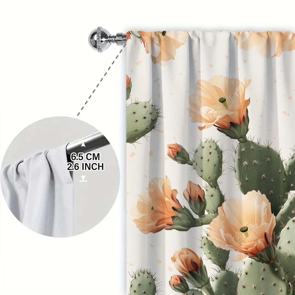 Panels Cartoon Cactus Pattern Window Curtains Distinctive Printed Suitable Gifting Family Friends Curtain Made Of Polyester