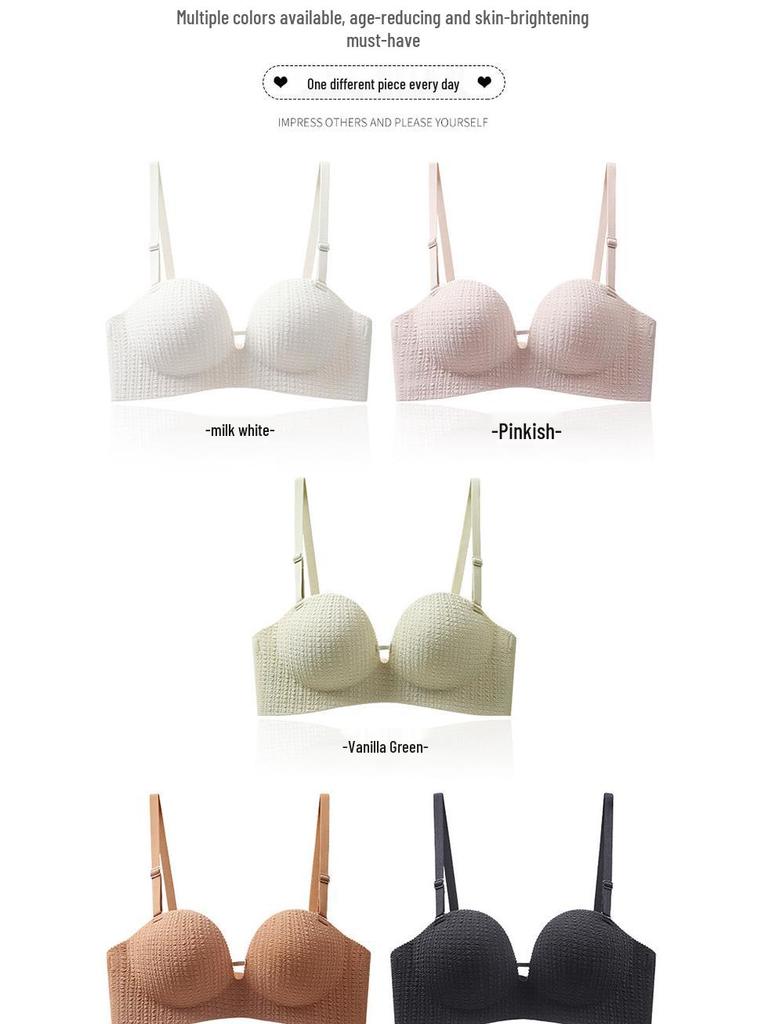 Nahtloser Push-Up-BH für Damen: Verbesserter Halt, Ohne Bügel, Auslaufschutz, Feste Schale, Seitenhalt, Einteiler-Design.