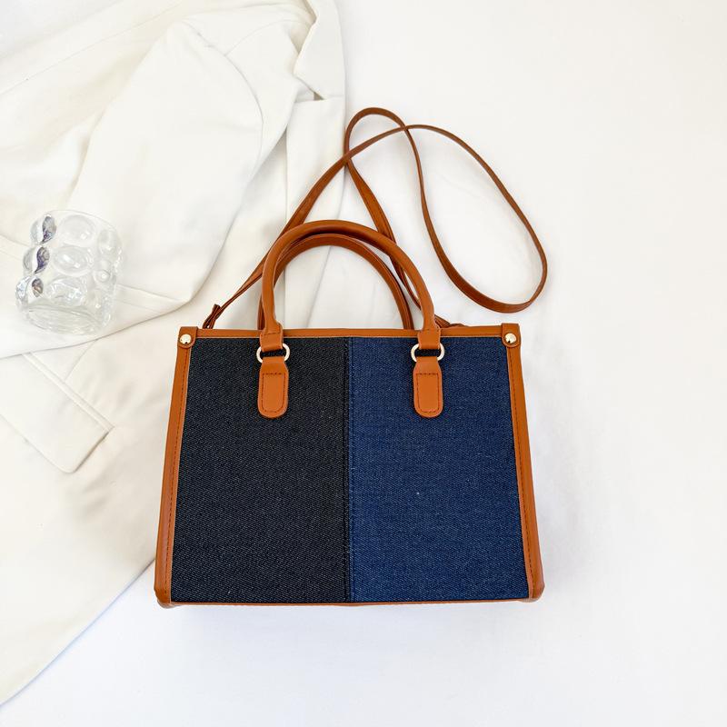 

New autumn and winter contrasting color women s bags large-capacity tote bags shoulder bags women s crossbody square bags large shopping bags