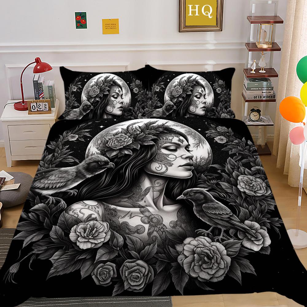 3D Beauty Skull Druck Bettwäsche Full Size Polyester Teenager Design Mode Hohe Qualität Heim Bettwäsche