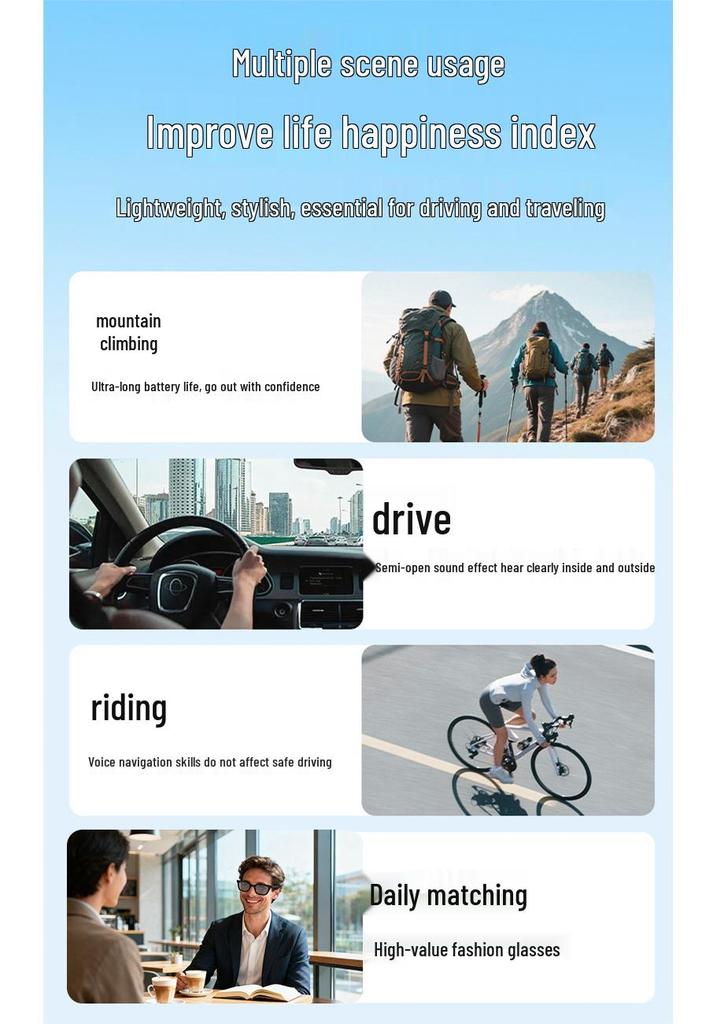 AI Smart Bluetooth Glasses: Slim, Lightweight, UV Protective, Versatile Fashion Sunglasses with Advanced Technology