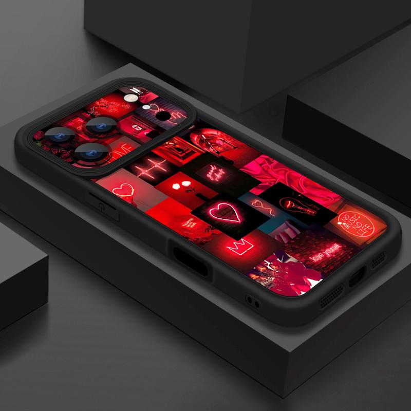 Red Heart Pattern TPU Phone Case For iPhone Air 16e 17 16 15 14 Pro Max 13 12 Pro 15 16 14 Plus Shockproof Soft Silicone Cover