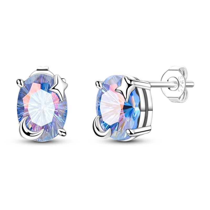 Fashion Spring Series Earrings For Women 925 Silver Color Butterfly Dragonfly Flower Heart Shaped Ear Studs Fine Jewelry Couple