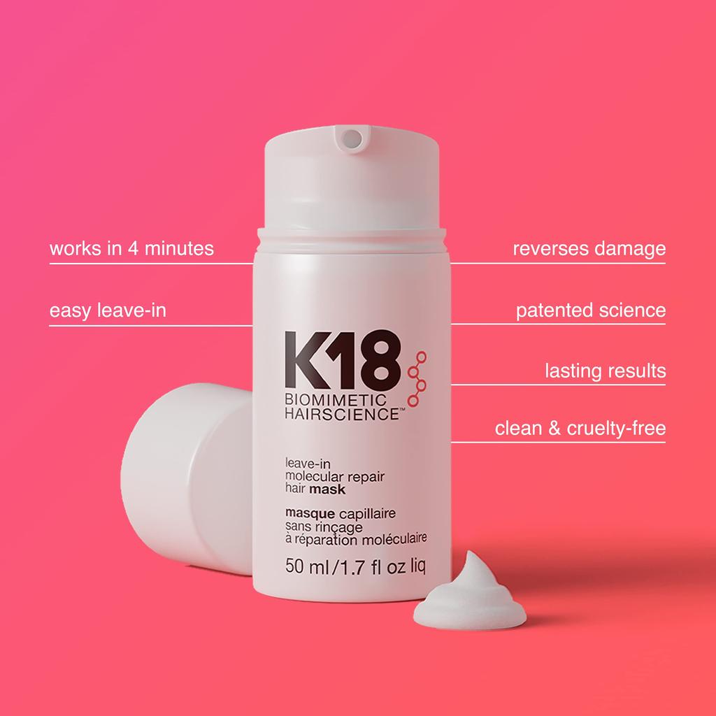 K18 Hair Mask Do Not Rinse 50ml Using Biotechnology Molecular For Hair Damage K18Peptide Biomimetic Hairscience Molecular Repair Hair Mask 50ml