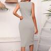 Damen Casual Einfarbige Kordelzug Knopf Weste Kleid Mit Umwickeltem Po Umwickeltem Po