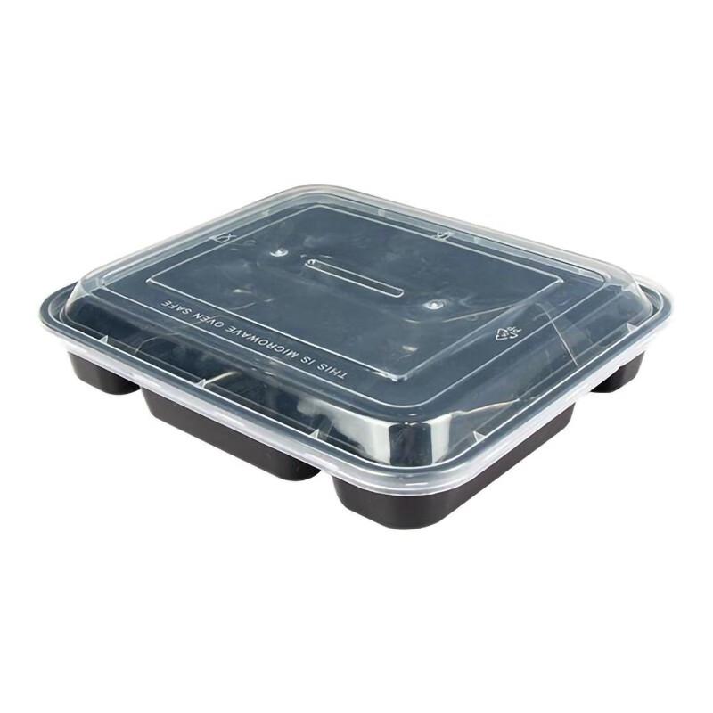 Einweg-Plastikbehälter mit 4 Fächern für Meal Prep