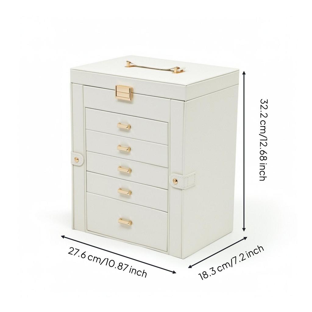 Jewelry Box with Drawers Large Capacity 6-Layer Velvet-Lined for