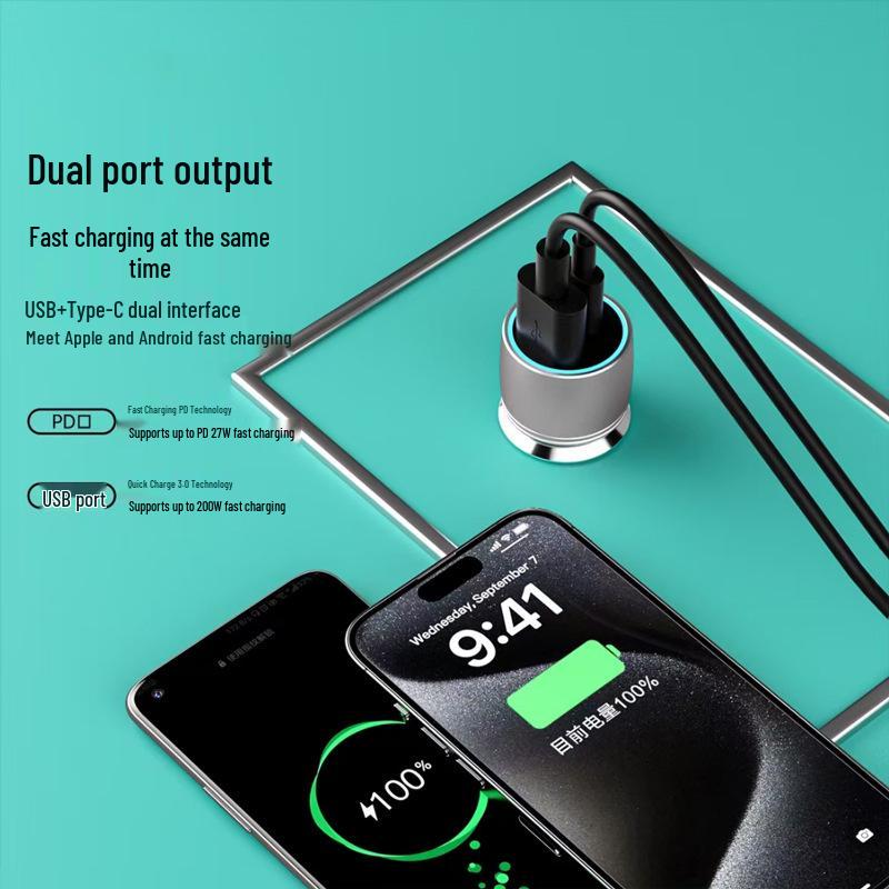 Dual USB+PD QC3.0 Mini Metal Fast Car Charger