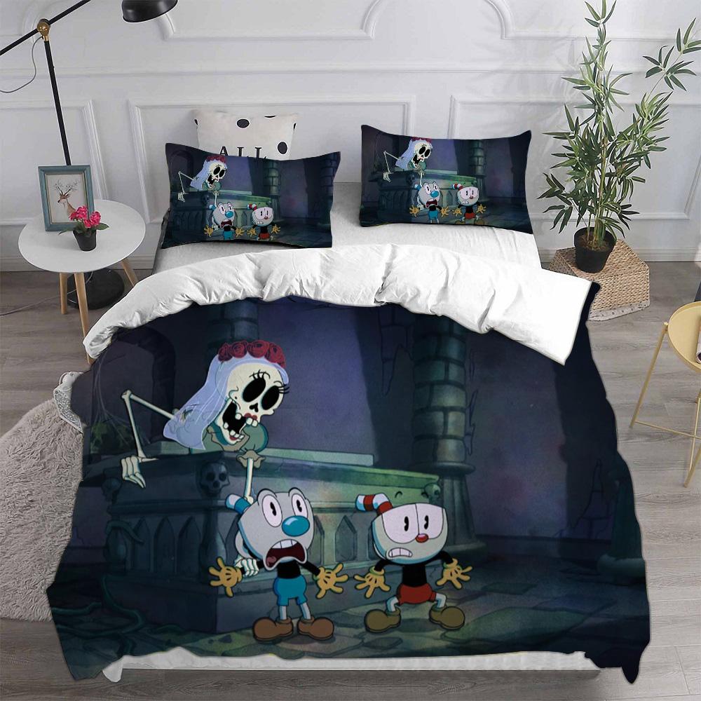 New 3D Print Game Cartoon Cuphead Bedding Sets Comforter Quilt Bed Cover Duvet Cover Pillow Case 2-3 Pieces Sets Kids Adult Size