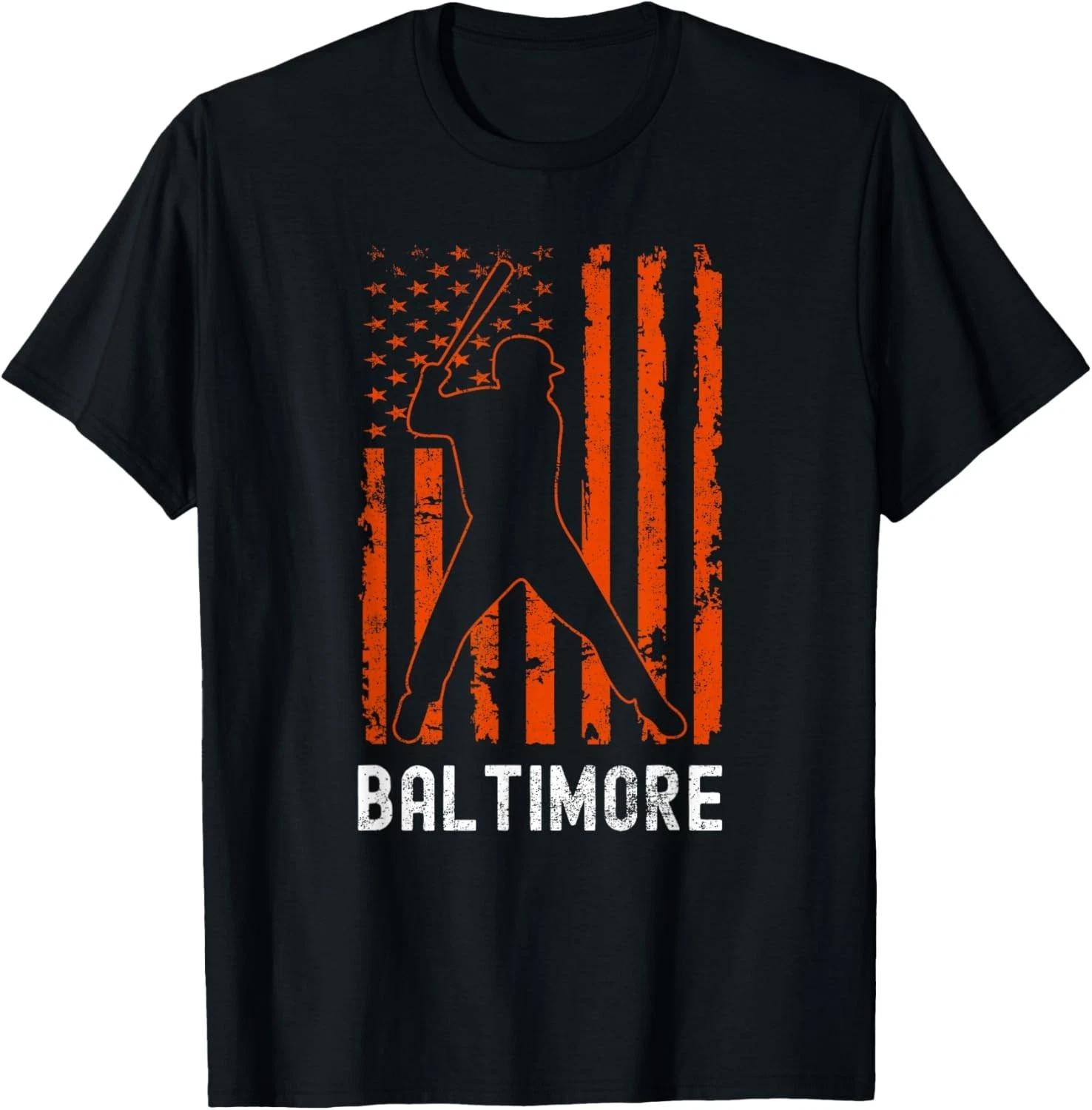 

Baltimore Maryland American Flag Baseball Weathered T-Shirt XL