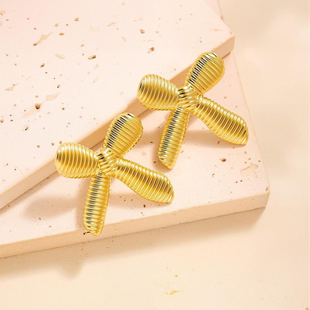 Geometric Irregular 18k Gold Titanium Steel Earrings for Women
