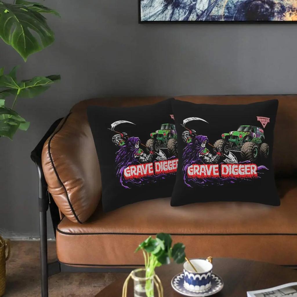 Classic Monster Jam Truck Pattern 2 Pcs Square Pillowcase Pillow Cover Cushion Comfort Throw Pillow For Home Living Room