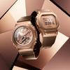Casio all-metal series - square plate digital display, metal retro classic small square, waterproof and shockproof movement, quartz GM-S5600BR-5PR