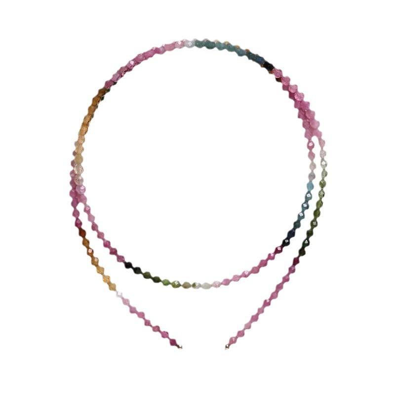 Gradient Ultra-Fine Natural Small Tourmaline Necklace for Women, Summer Collarbone Chain, Rainbow Choker, Colorful Crystal, New Chinese Style