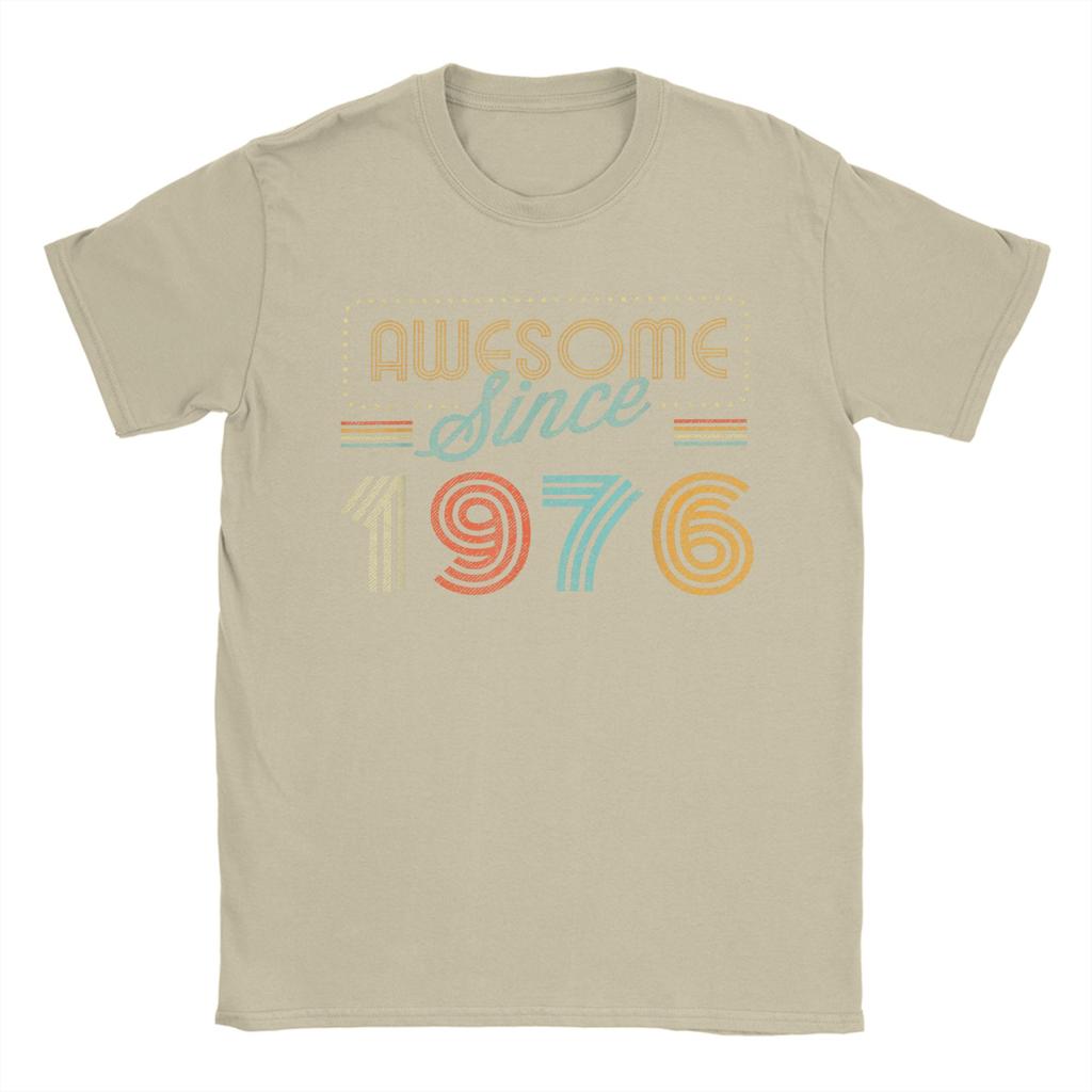 Unisexs TShirt Awesome Since 1976 Year of Birth Birthday 100 Cotton Tees Short Sleeve 50 Years Old T Shirts Crewneck Clothes