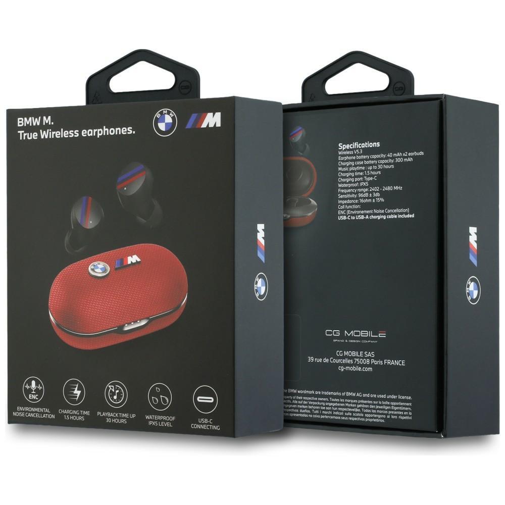 TWS Bluetooth Headphones BMW M Metal Logo ENC Red