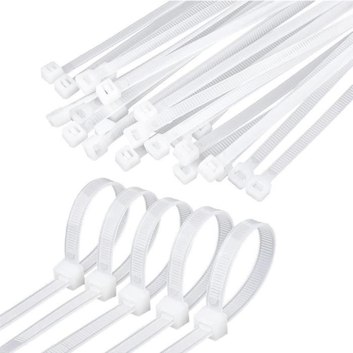 Serres-Câble - Lot de 100 - Plastique - 100mm - 2,5mm - Blanc
