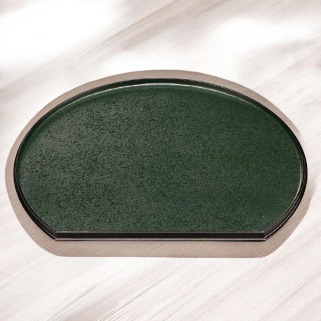 New Half Moon Tray Green and Black Clear Seared Red and Black Lacquerware Made in Japan J-kitchens (39cm) - / (ABS Resin) -