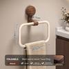 No-Drill Towel Holder Walnut Wood+Aluminium Towel Hanging Rack Suction Cup Towel Ring  Bathroom
