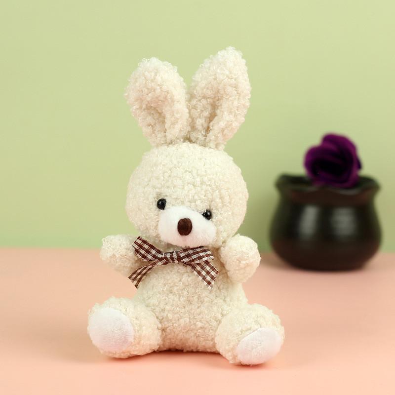 Cartoon Lovable Style Rabbit Plush Toy With Bow Tie Ideal For Backpacks And Keychains
